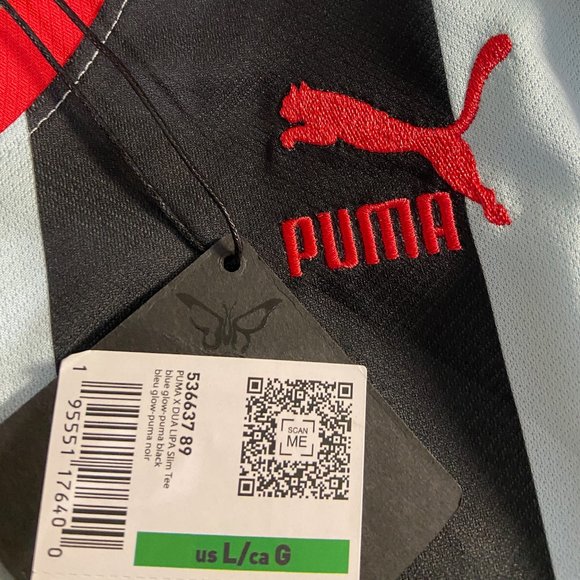 Puma x Dua Lipa Striped Cropped Jersey Shirt Blue Tops Womens 536637-89 NEW - Picture 10 of 10